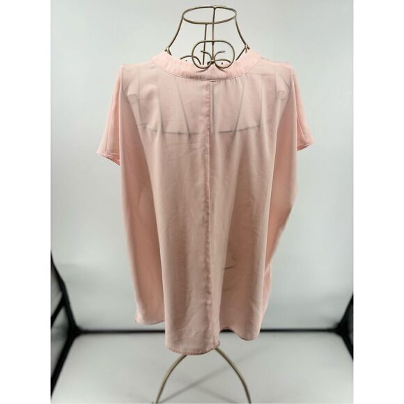 Eloquii peach pink short sleeve split neck button down top size 18 - Picture 6 of 10